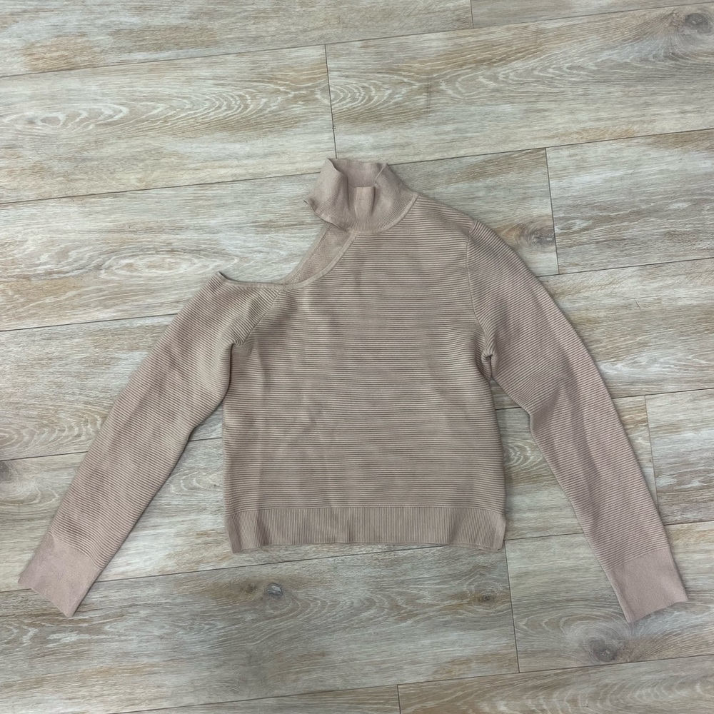 Abercrombie & Fitch Women's Beige Tan Soft Knit Cut-Out Pullover Sweater Size Sm